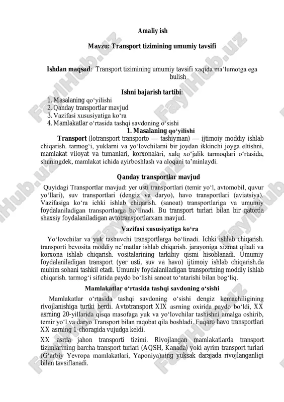 transport tzimining umumiy tasnifi — PDF