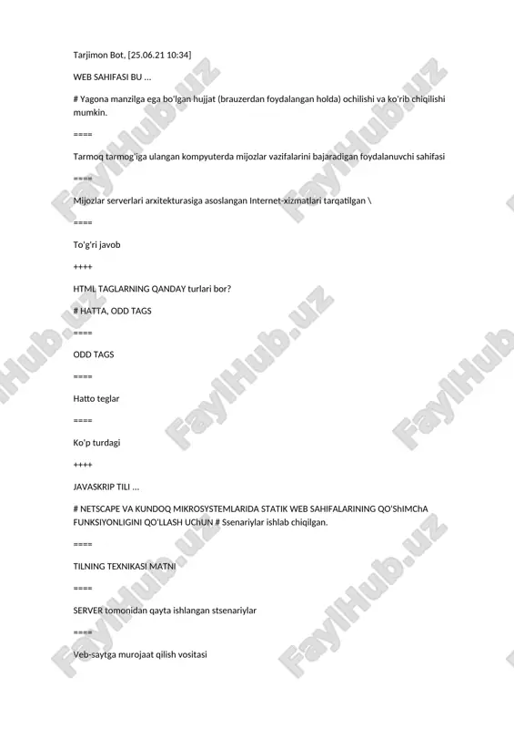 web dasturlash baza — DOCX