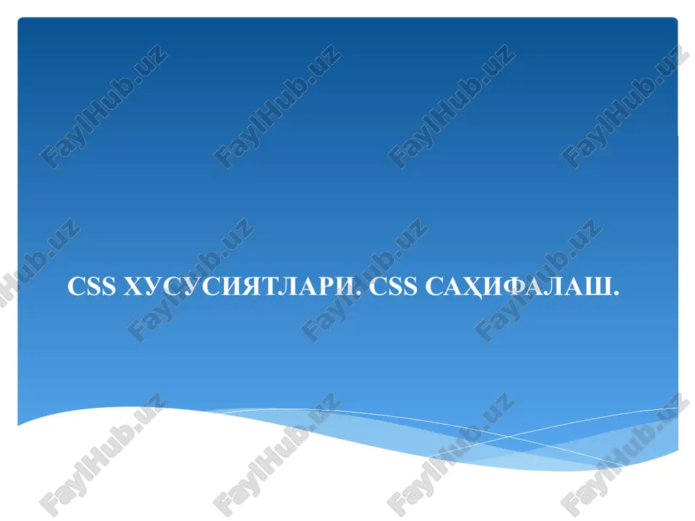css xususiyatlari. css sahifalash. — PPTX