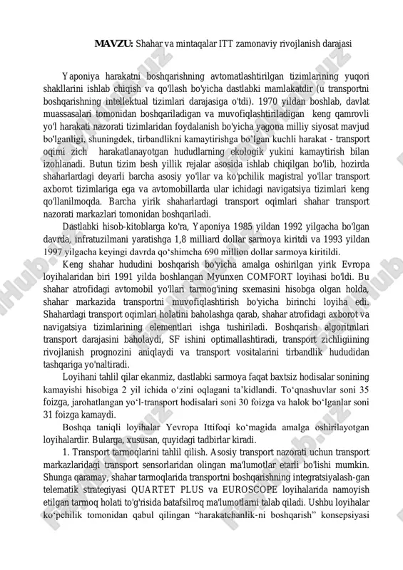 shahar va mintaqalar itt zamonaviy rivojlanish darajasi — PDF