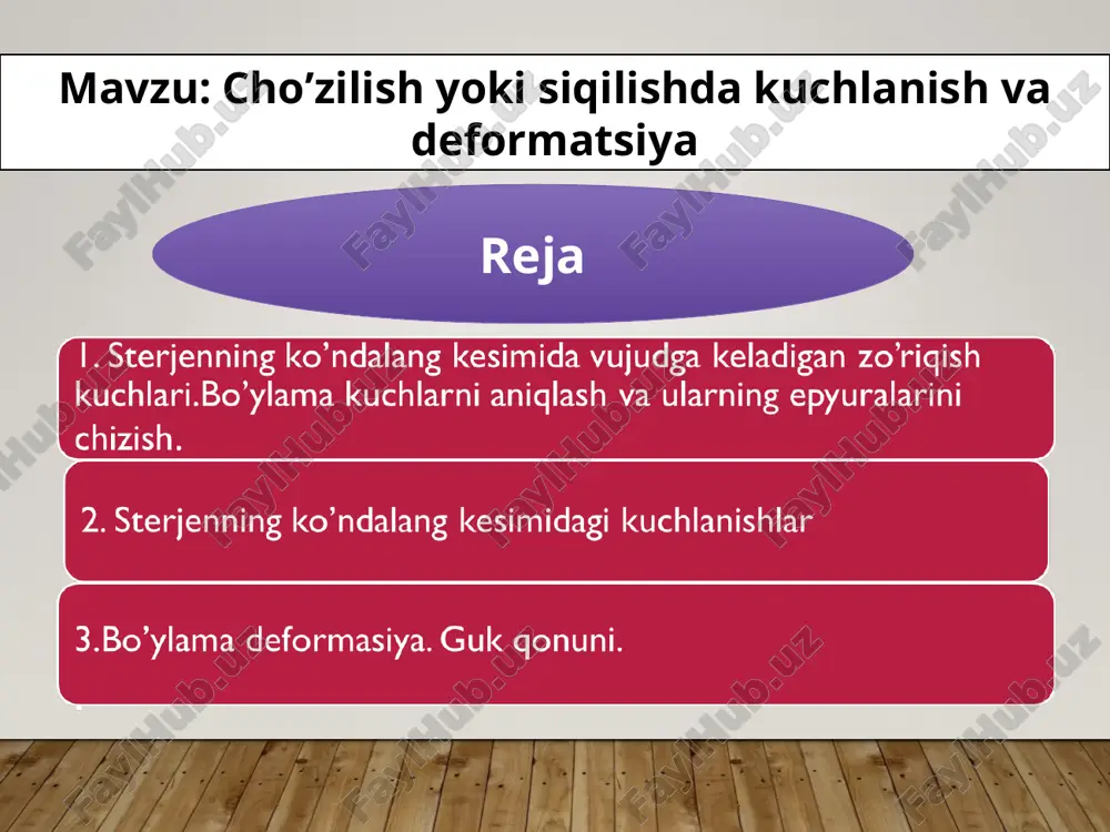 cho’zilish yoki siqilishda kuchlanish va deformatsiya — PPT