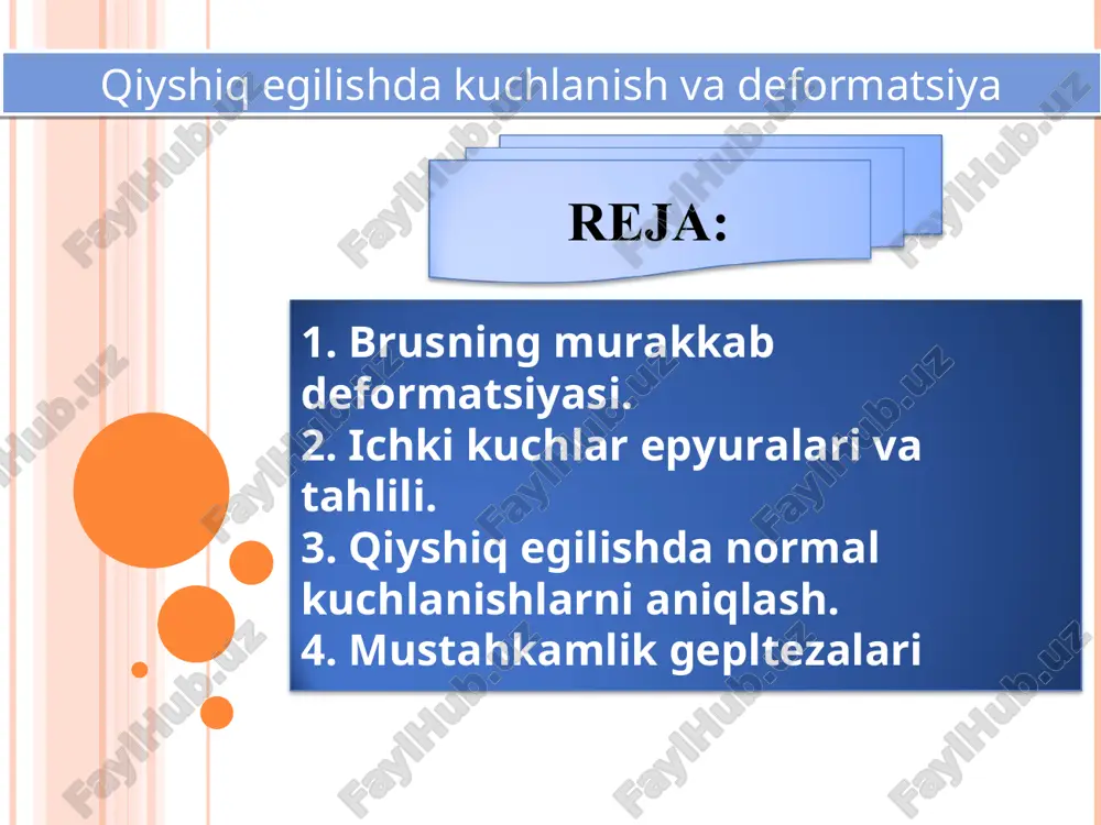 qiyshiq egilishda kuchlanish va deformatsiya — PPT