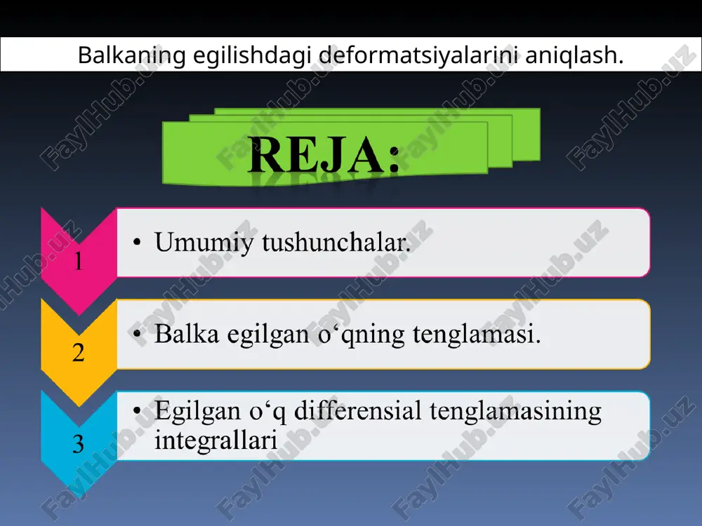 balkaning egilishdagi deformatsiyalarini aniqlash. — PPT