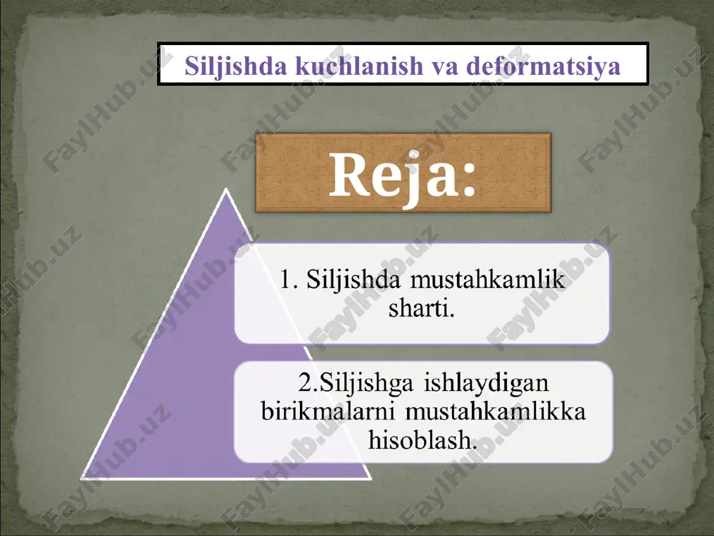 siljishda kuchlanish va deformatsiya — PPT