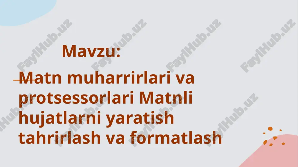 matn muharrirlari va protsessorlari — PPTX