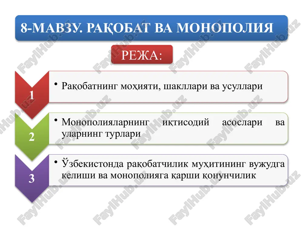 raqobat va monopoliya — PPTX