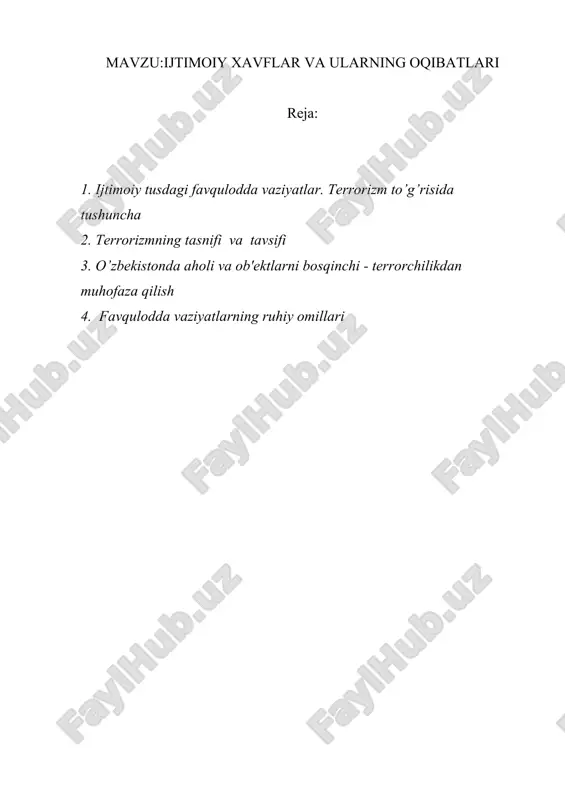 ijtimoiy xavflar va ularning oqibatlari — DOC