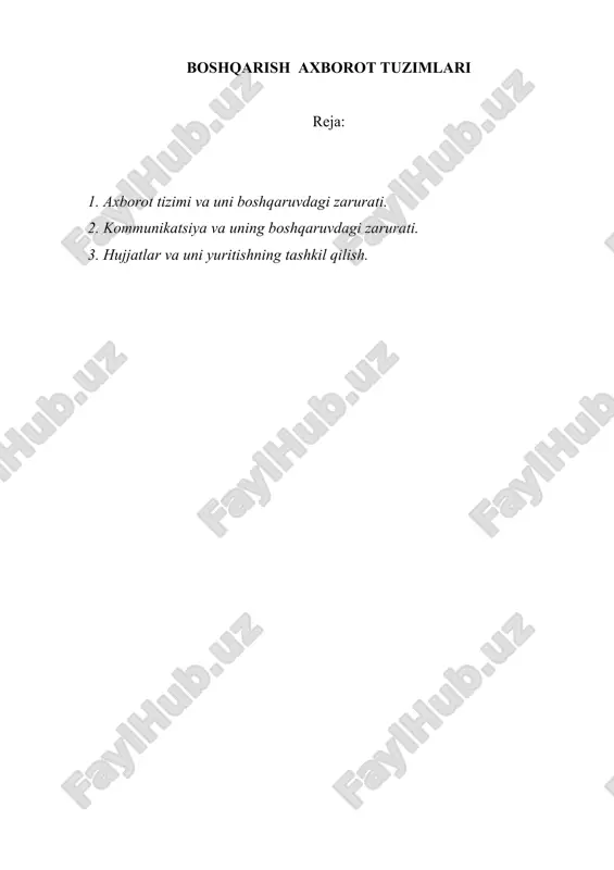 boshqarish axborot tuzimlari — DOC