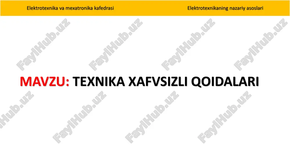 texnika xavfsizligi qoidalari — PDF