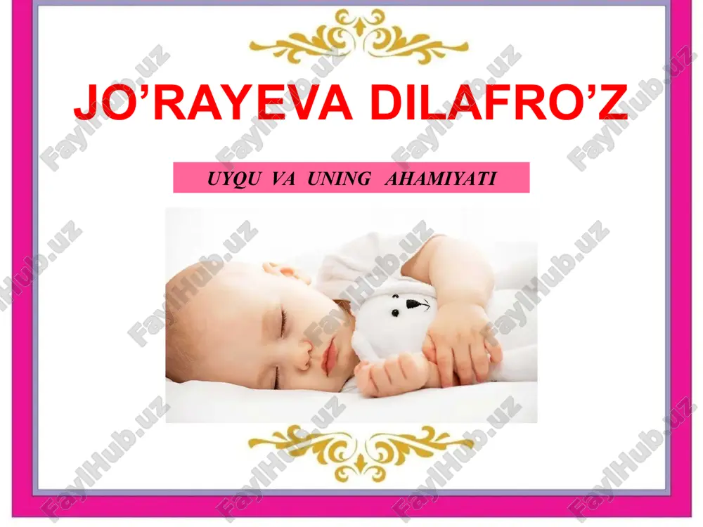 uyqu va uning ahamiyati — PPT