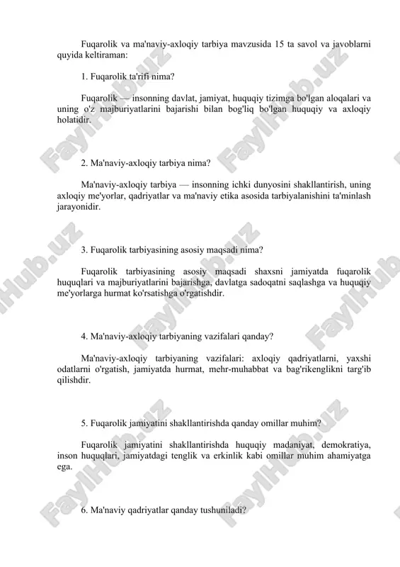 fuqarolik va ma'naviy-axloqiy tarbiya mavzusida — DOCX