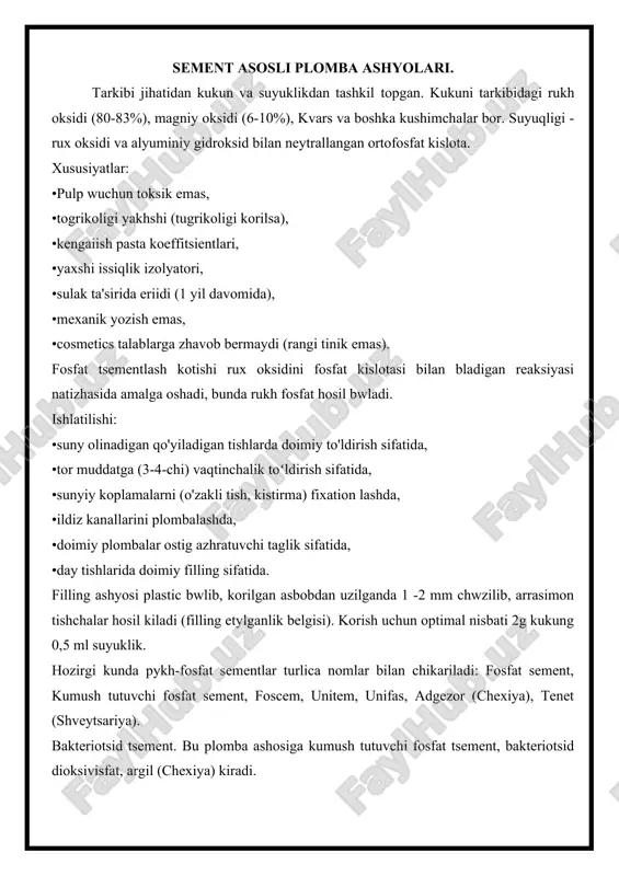 sement asosli plomba ashyolari — DOCX