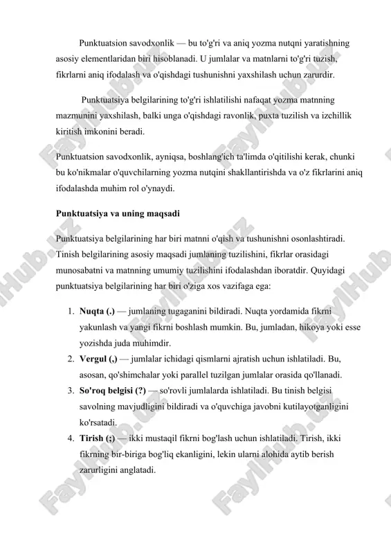 punktuatsion savodxonlik bo'yicha referat — DOCX