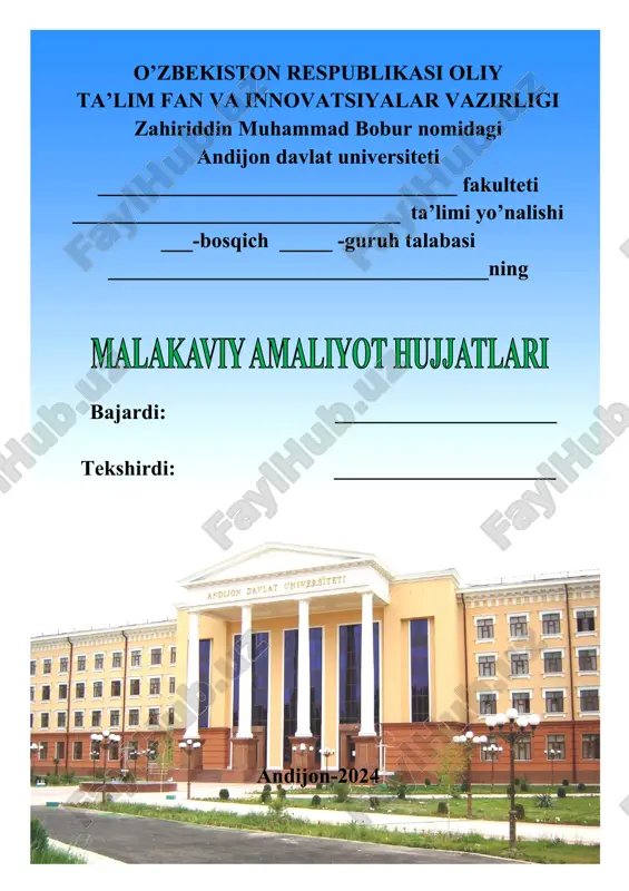 malakaviy amaliyot hujjatlari jild — DOCX