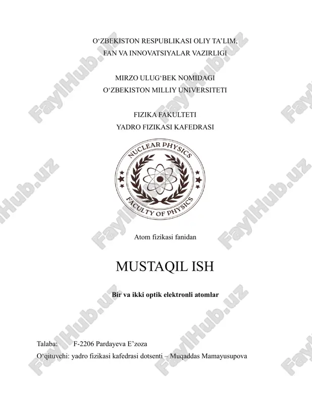 bir va ikki optik elektronli atomlar — PDF