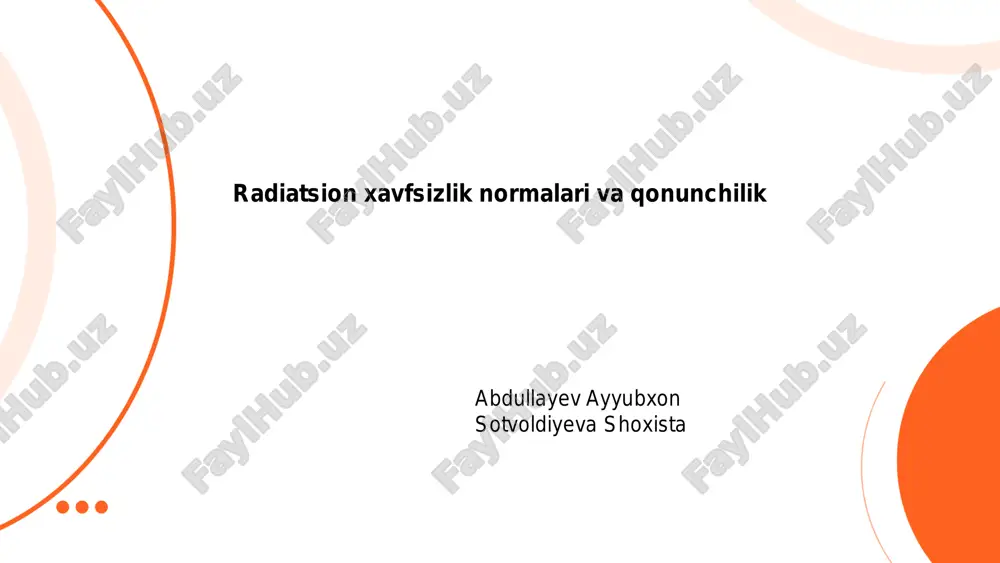 radiatsion xavfsizlik normalari va qonunchilik — PDF