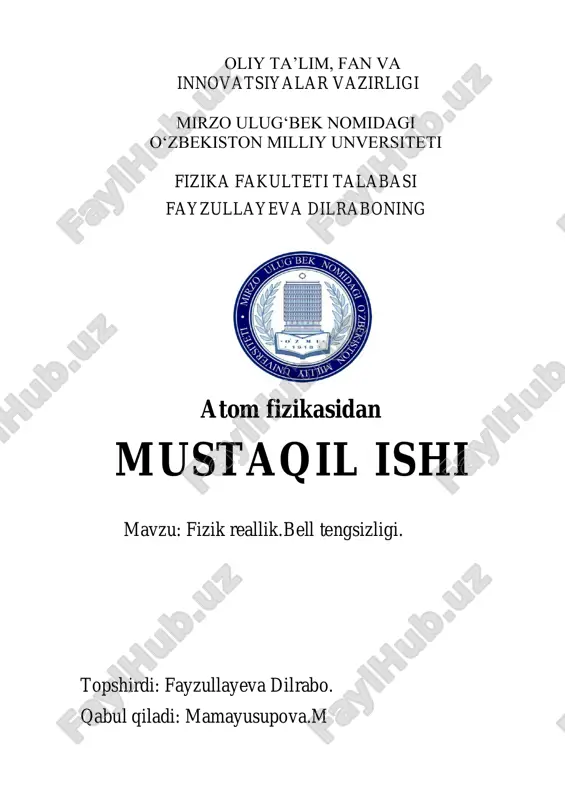 fizik reallik.bell tengsizligi. — PDF