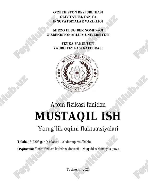 yorug’lik oqimi fluktuatsiyalari — PDF