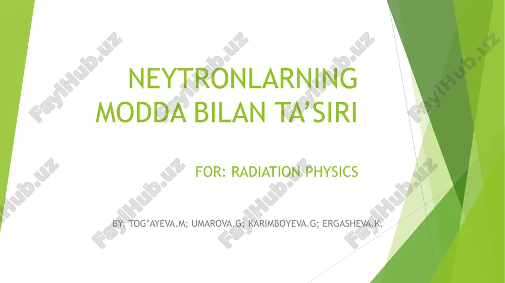 neytronlarning modda bilan ta’siri — PDF