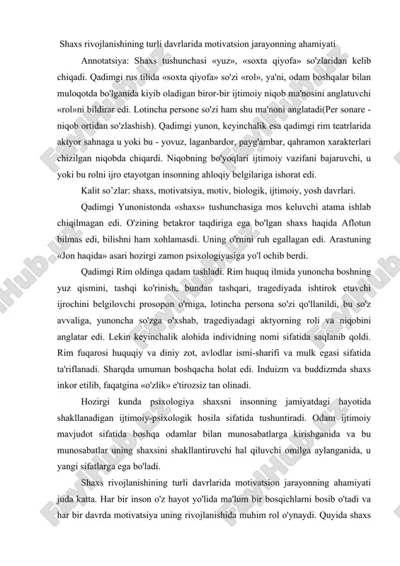 shaxs rivojlanishining turlari — DOCX