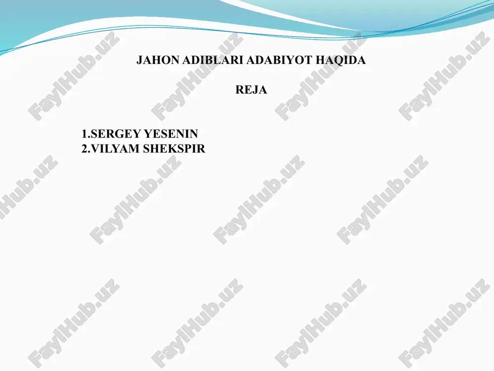 jahon adiblari adabiyot haqida — PPTX