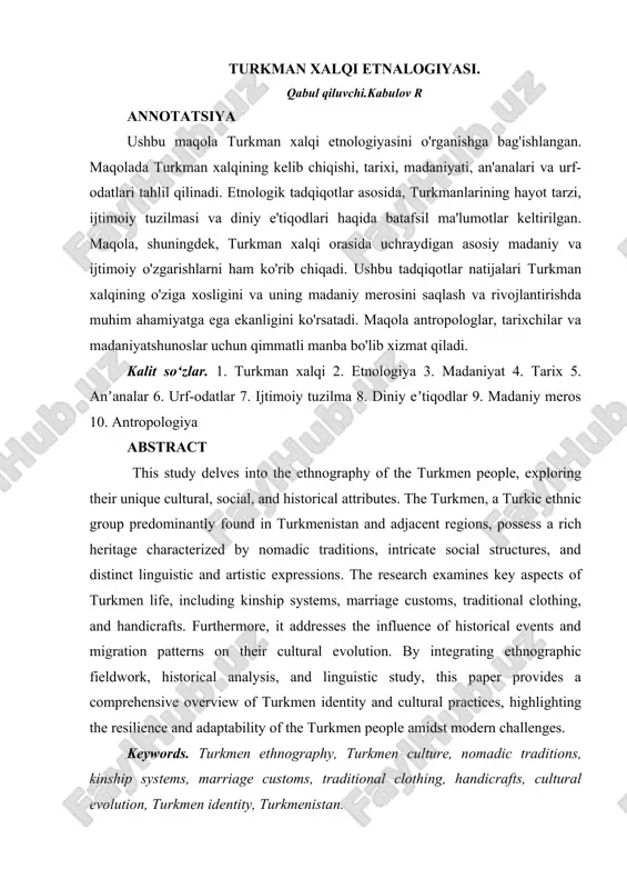 turkman xalqi etnalogiyasi maqola — DOCX