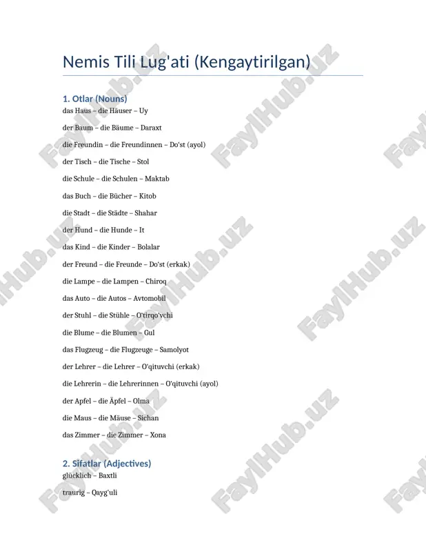 nemis tili lugʻat — DOCX