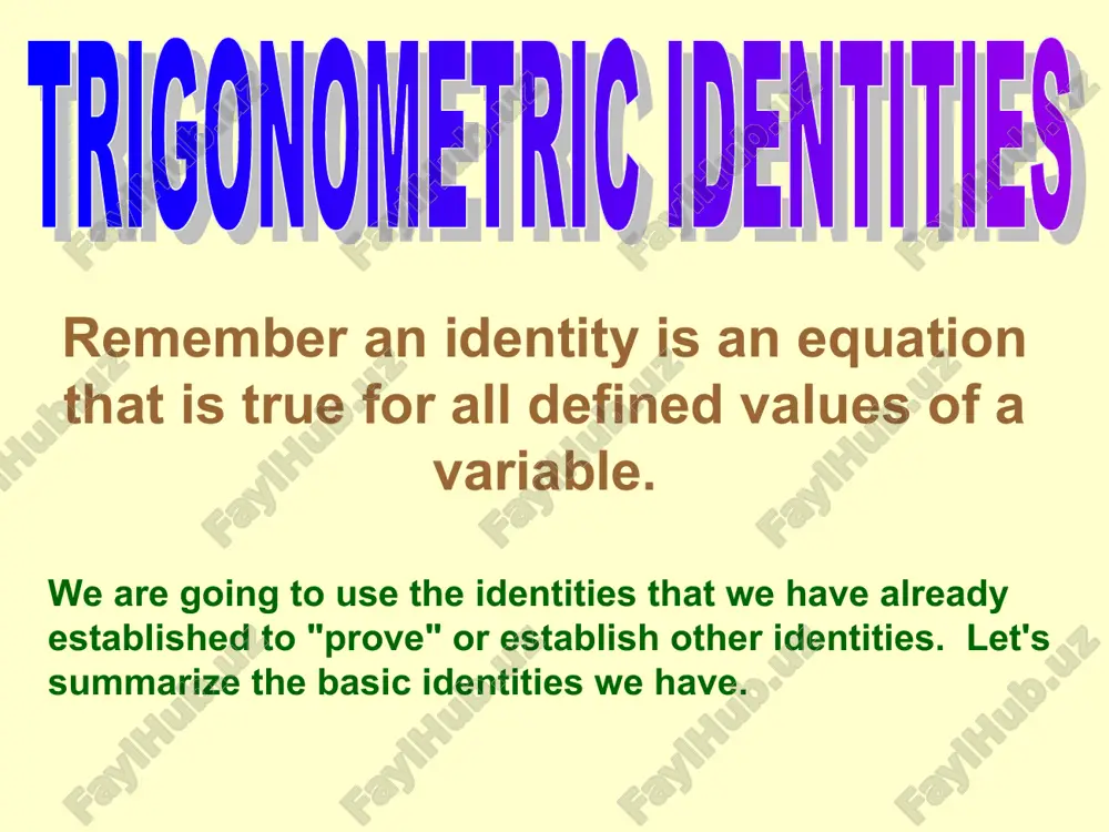 trigonometric identities — PPT