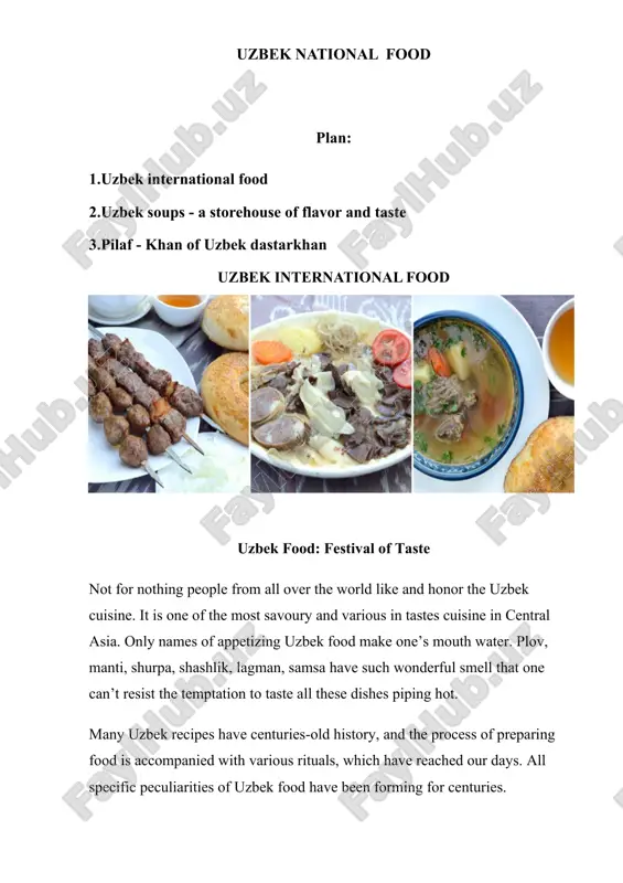 uzbek national food — DOC