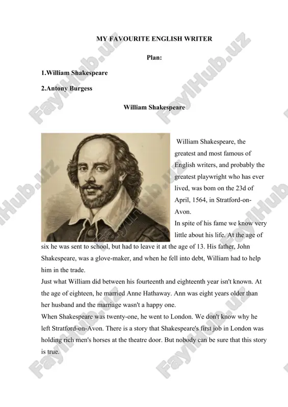 my favourite english writer — DOCX