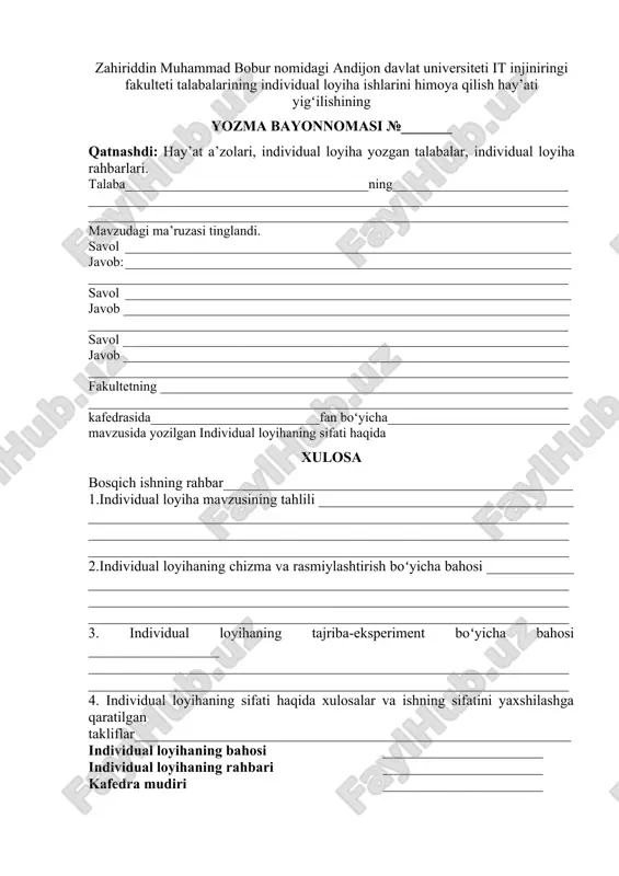 yozma bayonnoma | tayyor | bepul — DOCX