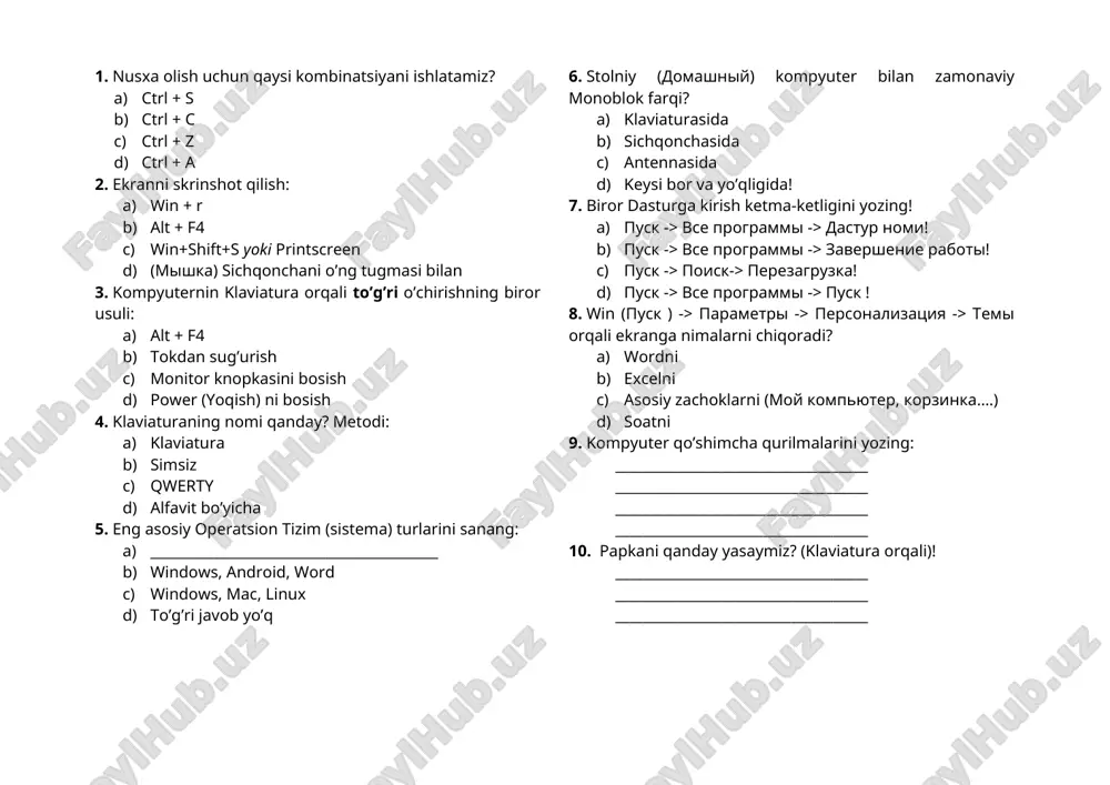 informatikadan test — DOCX