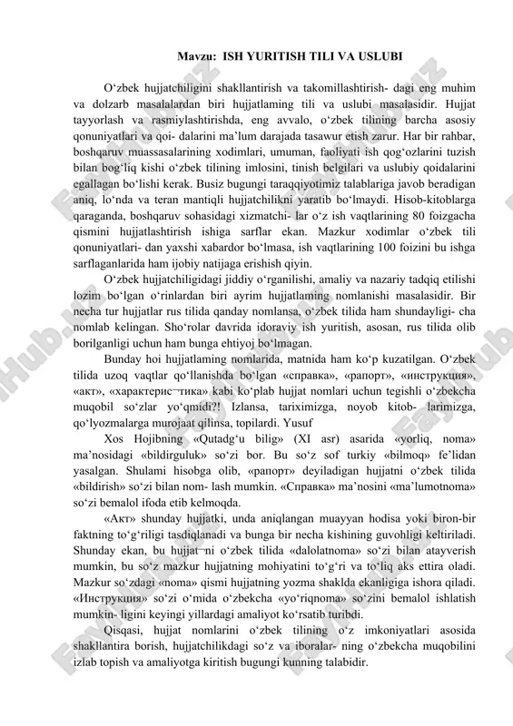 ish yuritish tili va uslubi — DOCX