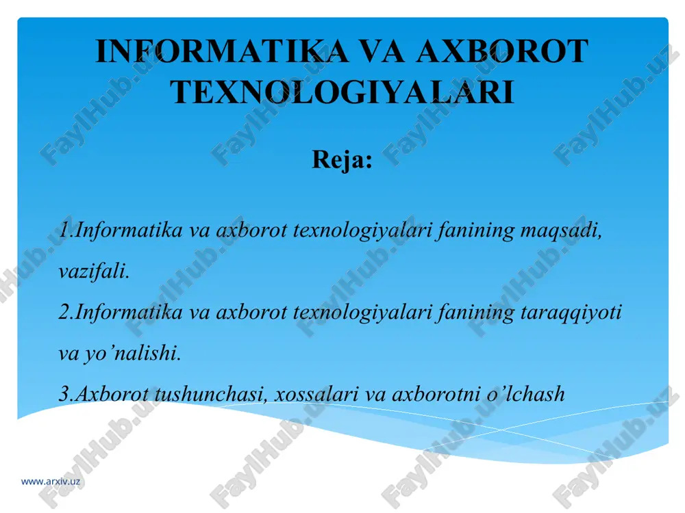informatika va axborot texnologiyalari — PPT