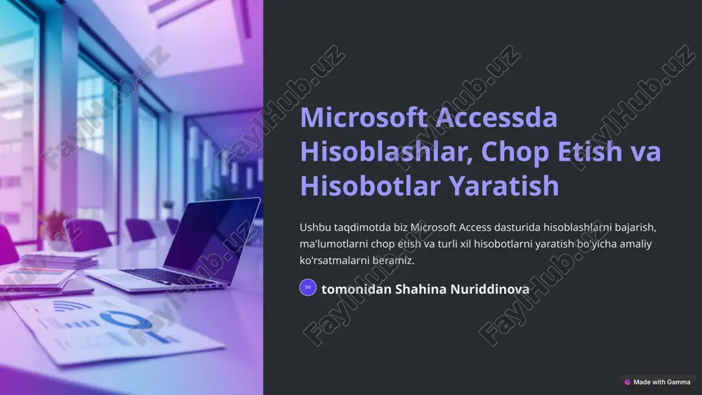 microsoft access dasturida hisobotlar yaratish — PPTX