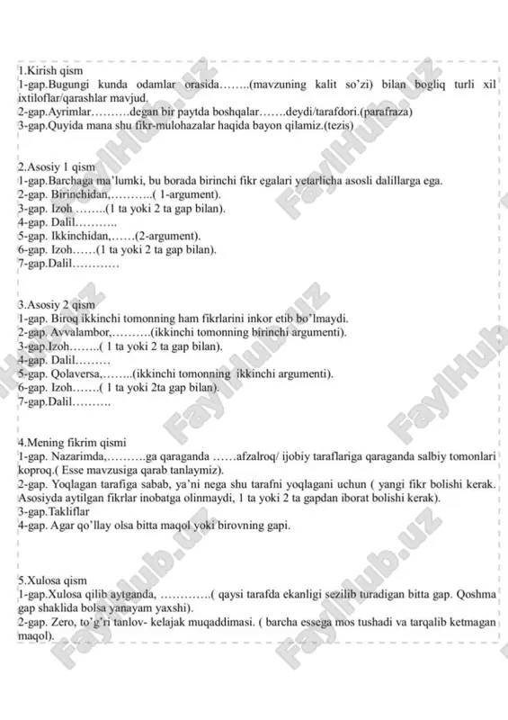 ona tilidan essay yozish tartibi — PDF
