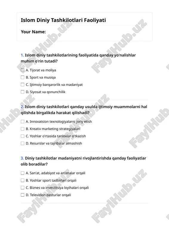 islomda diniy tashkilotlar faoliyati — PDF