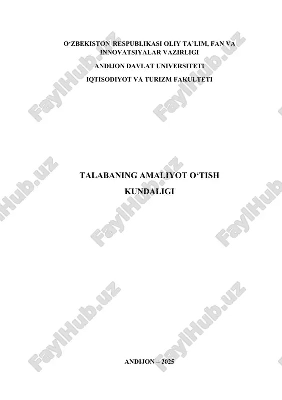talabaning amaliyot o‘tish kundaligi — DOCX