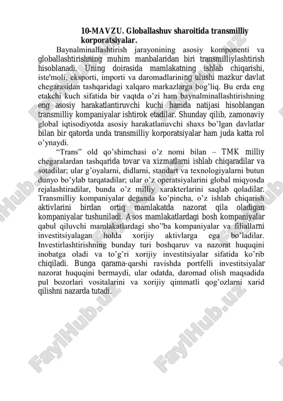 globallashuv sharoitida transmilliy korporatsiyalar. — PDF