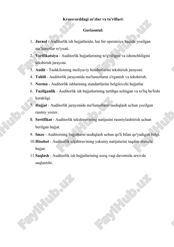auditorlik krossvord — DOCX