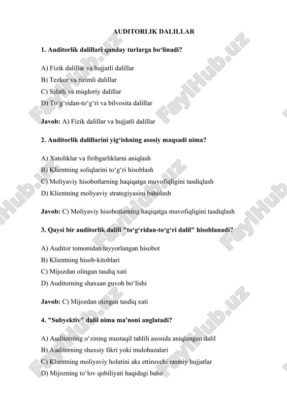 auditorlik dalillar test — DOCX
