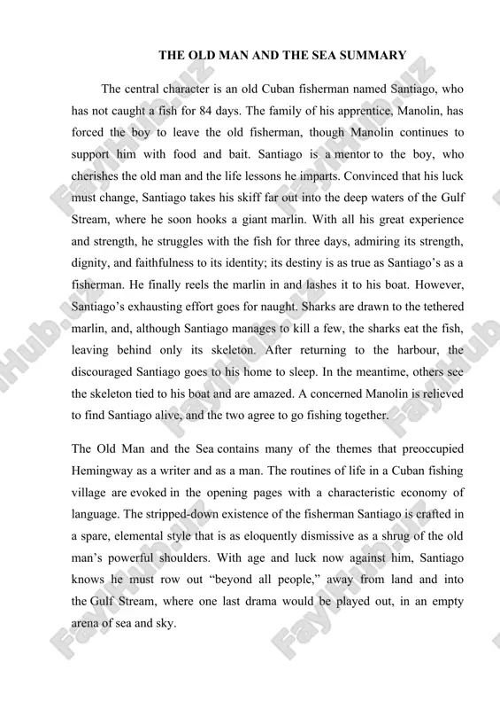 the old man and the sea summary — DOCX