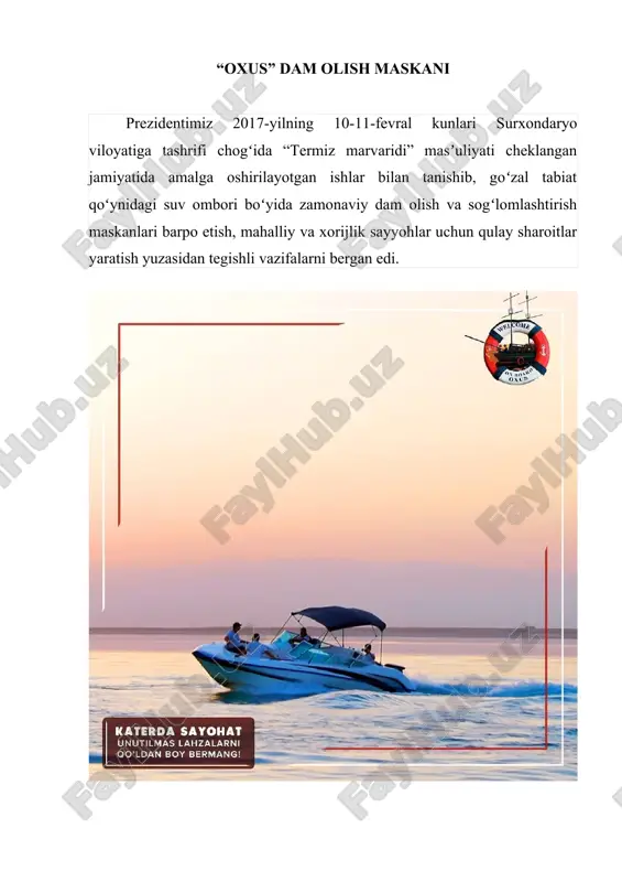 oxus dam olish maskani — DOCX