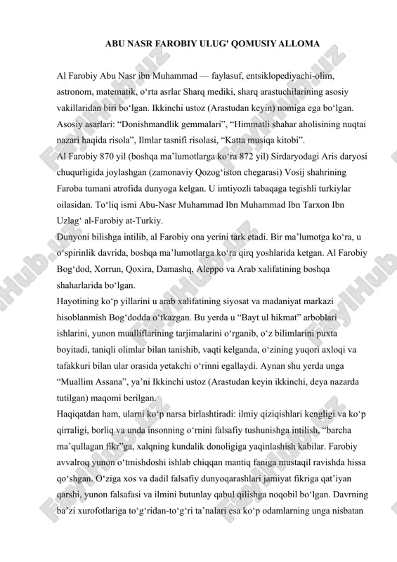 abu nasr farobiy ulug' qomusiy alloma — DOCX