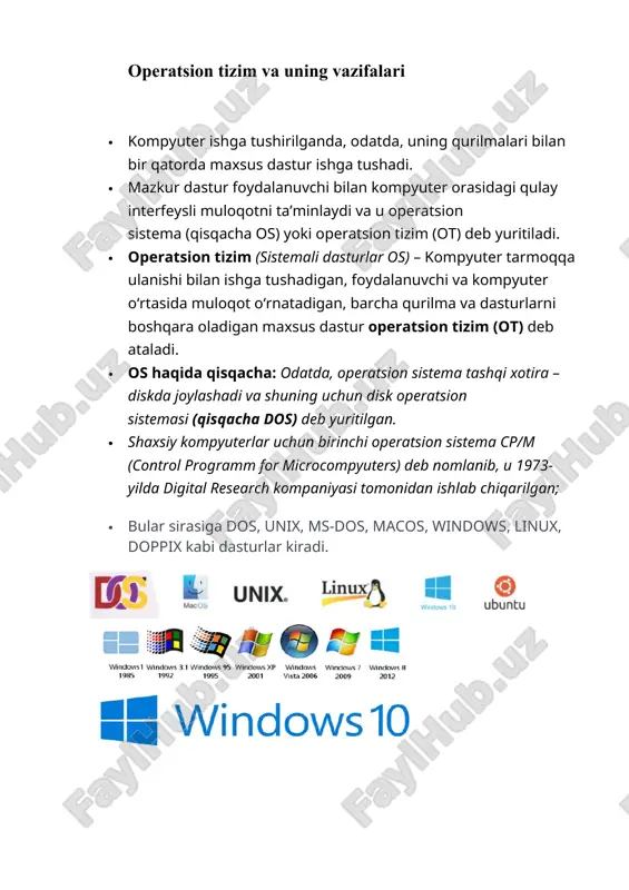 operatsion tizim — DOCX