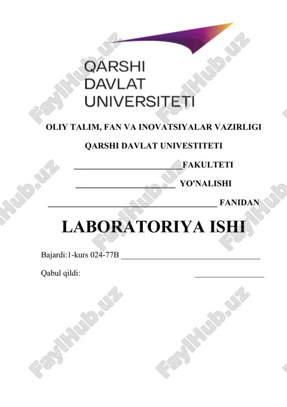 laboratoriya ishi yuzi — DOCX