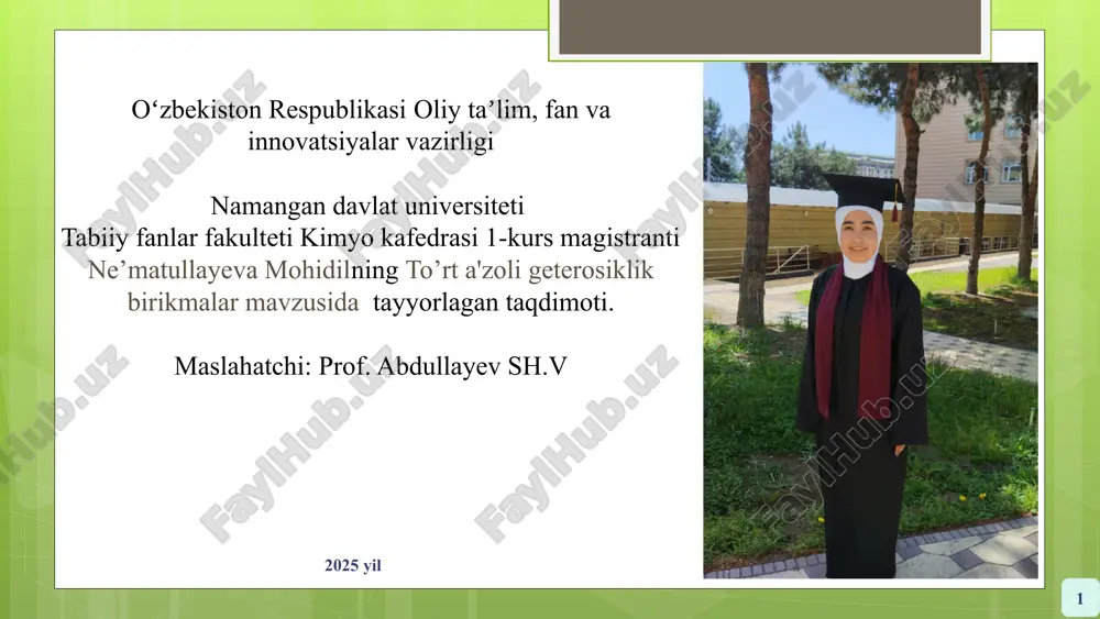 to’rt a'zoli geterosiklik birikmalar — PPTX