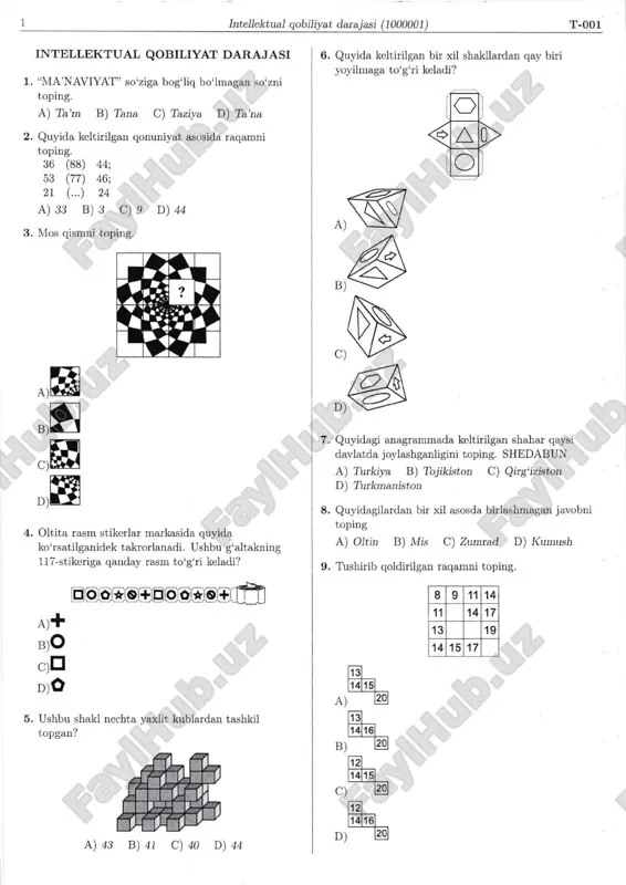 iq test namuna argos — PDF