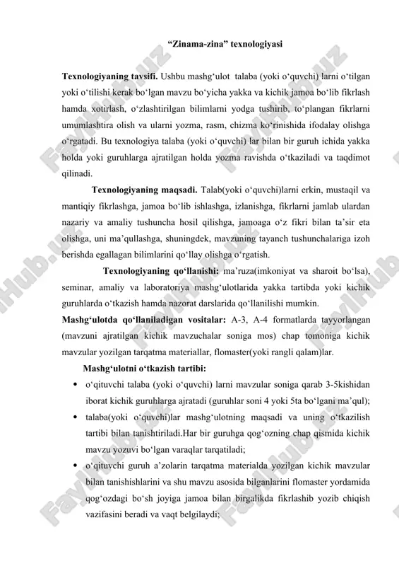 zinama-zina texnologiyasi — DOCX