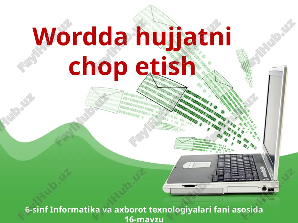 wordda hujjatni chop etish dars ishlanma — PPTX